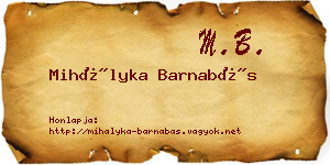 Mihályka Barnabás névjegykártya